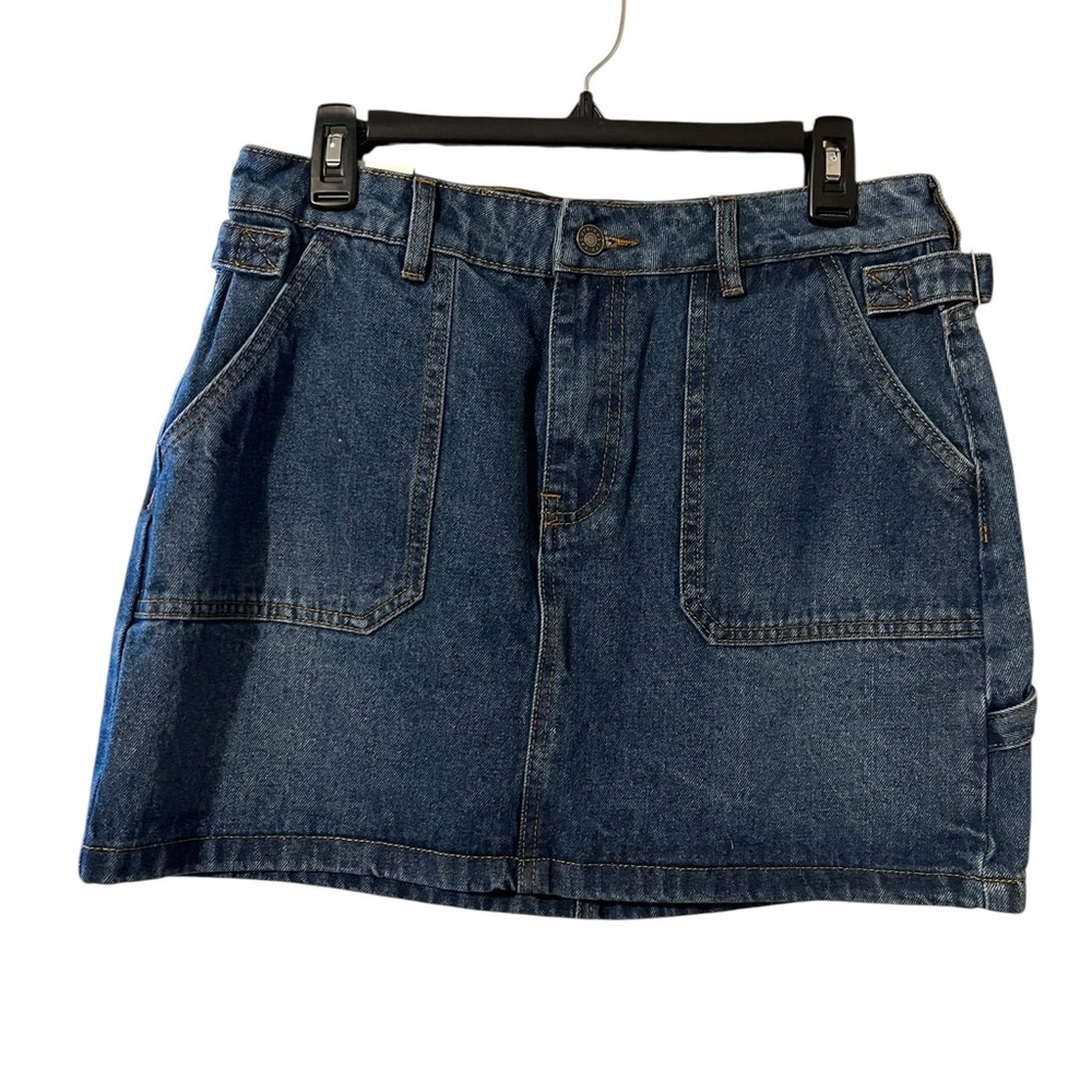 Windsor Nature Good Day Buckle Accent Denim Mini Skirt Size Large NWT - Picture 2 of 6